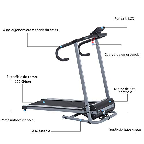 HOMCOM Cinta de Correr Plegable y Eléctrica de 500W para Fitness 1-10Km/h con Pantalla LCD y Carga Máx. 110 kg Negro y Gris HOMCOM Cinta de Correr Plegable y Eléctrica de 500W para Fitness 1-10Km/h con Pantalla LCD y Carga Máx. 110 kg Negro y Gris