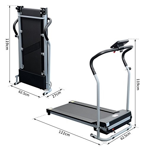 HOMCOM Cinta de Correr y Andar Eléctrica y Plegable con Pantalla LCD 500W ABS, EVA, Acero 122x62,5x119 cm Plata y Negro