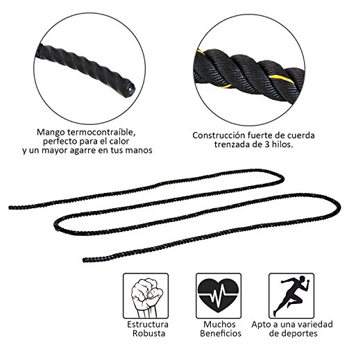 HOMCOM Cuerda de Batalla Battle Rope Formación Battling Power Cuerda Ejercicio Fitness Deporte Crossfit Ф38mm Longitud 12m Poliéster Ultra Resistente