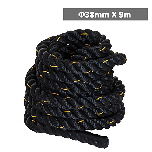 HOMCOM Cuerda de Batalla Battle Rope Formación Battling Power Cuerda Ejercicio Fitness Deporte Crossfit Ф38mm Longitud 12m Poliéster Ultra Resistente