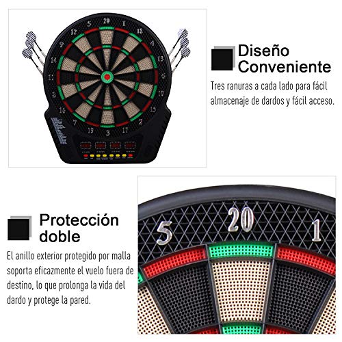 HOMCOM Diana Electronica con 6 Dardos Juego Digital con Sonido En Bar Gimnasio para hasta 27 Juego con 243 Variantes 44x51.5x3.2 HOMCOM Diana Electronica con 6 Dardos Juego Digital con Sonido En Bar Gimnasio para hasta 27 Juego con 243 Variantes 44x51.5x3.2
