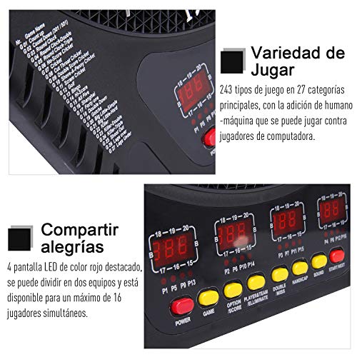 HOMCOM Diana Electronica con 6 Dardos Juego Digital con Sonido En Bar Gimnasio para hasta 27 Juego con 243 Variantes 44x51.5x3.2 HOMCOM Diana Electronica con 6 Dardos Juego Digital con Sonido En Bar Gimnasio para hasta 27 Juego con 243 Variantes 44x51.5x3.2