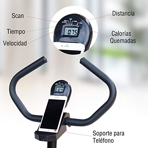 HOMCOM Entrenador Elíptico de Fitness Bicicleta Elíptica Resistencia Ajustable Pantalla LCD Manillar Ajustable Carga 110kg Acero