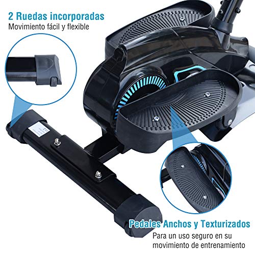 HOMCOM Entrenador Elíptico de Fitness Bicicleta Elíptica Resistencia Ajustable Pantalla LCD Manillar Ajustable Carga 110kg Acero