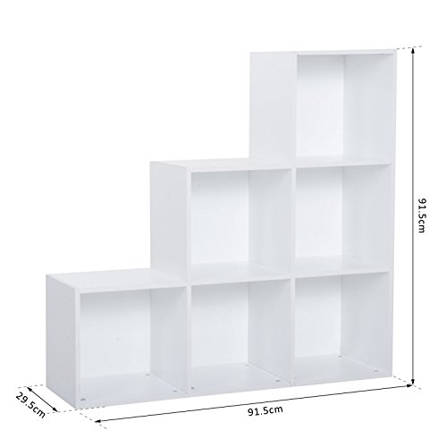 HOMCOM Estantería en Forma de Escalera Armario de Almacenamiento 6 Cubos Estantería de Pie Estante de Exposición 91.5x29.5x91.5cm Madera HOMCOM Estantería en Forma de Escalera Armario de Almacenamiento 6 Cubos Estantería de Pie Estante de Exposición 91.5x29.5x91.5cm Madera
