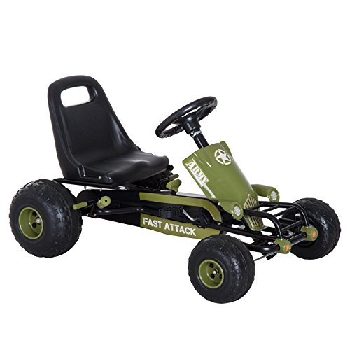 HOMCOM Go Kart Coche de Pedales Racing Deportivo con Asiento Ajustable Embrague y Freno para Niños 3-6 Años Carga 35kg 99x65x56cm Marco Acero Negro y Verde HOMCOM Go Kart Coche de Pedales Racing Deportivo con Asiento Ajustable Embrague y Freno para Niños 3-6 Años Carga 35kg 99x65x56cm Marco Acero Negro y Verde