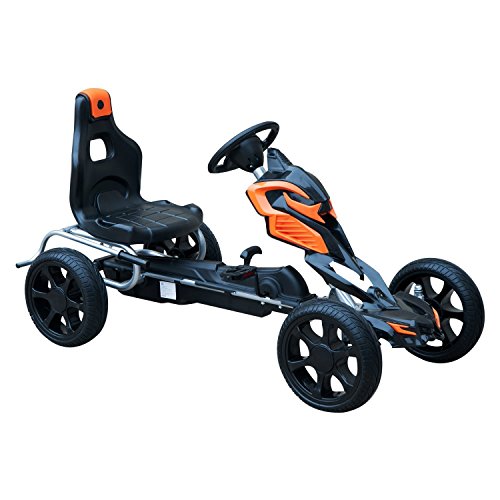 HOMCOM Go Kart Racing Deportivo Coche de Pedales para Niños +5 Años con Asiento Ajustable Embrague y Freno Ruedas de Goma 122x60x70cm Negro y Naranja HOMCOM Go Kart Racing Deportivo Coche de Pedales para Niños +5 Años con Asiento Ajustable Embrague y Freno Ruedas de Goma 122x60x70cm Negro y Naranja