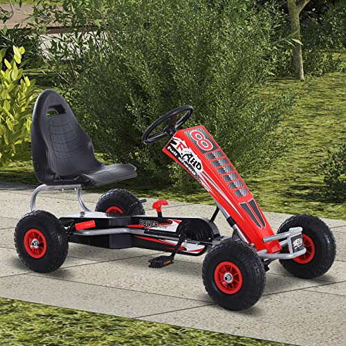 HOMCOM Kart Pedales Niños Coche de Pedales Deportivo con Asiento Ajustable Embrague y Freno para Niños de +3 Años Carga 50kg Juguete Exterior 129x59x70 cm HOMCOM Kart Pedales Niños Coche de Pedales Deportivo con Asiento Ajustable Embrague y Freno para Niños de +3 Años Carga 50kg Juguete Exterior 129x59x70 cm