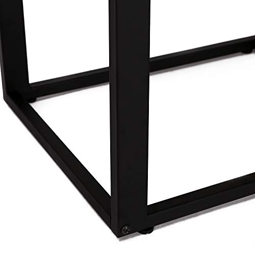 HOMCOM Mesa Auxiliar para Sofá Mesa Lateral en Forma de C Estructura de Metal y Tablero de Madera MDF 40,6x50,8x63,5 cm Color Nogal