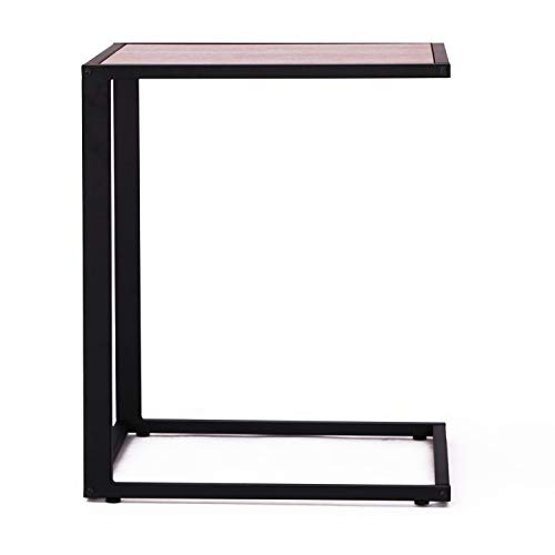 HOMCOM Mesa Auxiliar para Sofá Mesa Lateral en Forma de C Estructura de Metal y Tablero de Madera MDF 40,6x50,8x63,5 cm Color Nogal HOMCOM Mesa Auxiliar para Sofá Mesa Lateral en Forma de C Estructura de Metal y Tablero de Madera MDF 40,6x50,8x63,5 cm Color Nogal