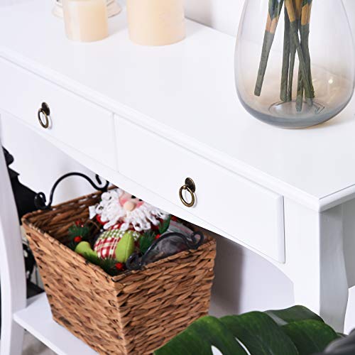 HOMCOM Mesa Consola Aparador Salón Comedor Mueble Recibidor Mesa Auxiliar con Cajones y Estante Diseño Elegante 100x33x76cm Madera Color Blanco Brillo HOMCOM Mesa Consola Aparador Salón Comedor Mueble Recibidor Mesa Auxiliar con Cajones y Estante Diseño Elegante 100x33x76cm Madera Color Blanco Brillo