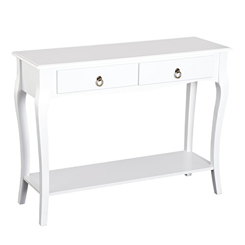 HOMCOM Mesa Consola Aparador Salón Comedor Mueble Recibidor Mesa Auxiliar con Cajones y Estante Diseño Elegante 100x33x76cm Madera Color Blanco Brillo HOMCOM Mesa Consola Aparador Salón Comedor Mueble Recibidor Mesa Auxiliar con Cajones y Estante Diseño Elegante 100x33x76cm Madera Color Blanco Brillo