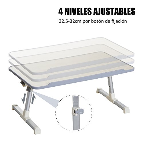 HOMCOM Mesa de Ordenador Ajustable y Plegable Soporte Escritorio para Portátil Mesa sobre Sofá Cama para Desayuno Lectura de Niños Bandeja Leyendo 54x30x22.5-32cm HOMCOM Mesa de Ordenador Ajustable y Plegable Soporte Escritorio para Portátil Mesa sobre Sofá Cama para Desayuno Lectura de Niños Bandeja Leyendo 54x30x22.5-32cm