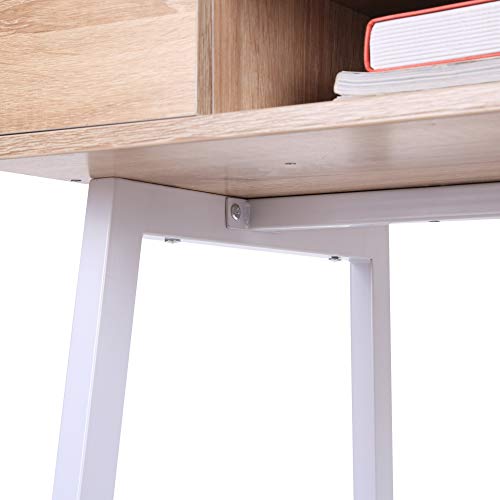 HOMCOM Mesa de Ordenador Escritorio de Computadora para Oficina Despacho Estudio con Cajón Estante Compartimientos de Almacenaje 100x55x81.5cm Madera y Metal HOMCOM Mesa de Ordenador Escritorio de Computadora para Oficina Despacho Estudio con Cajón Estante Compartimientos de Almacenaje 100x55x81.5cm Madera y Metal
