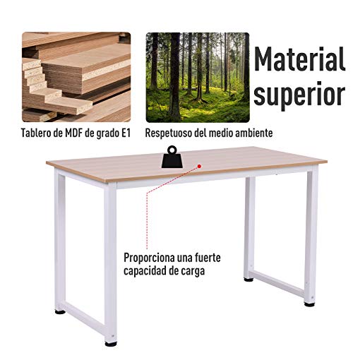 HOMCOM Mesa de Ordenador Escritorio para Hogar Oficina con Pies Ajustables Mobiliario Simple de Oficina 120x60x76cm Carga 100kg Marco Metal HOMCOM Mesa de Ordenador Escritorio para Hogar Oficina con Pies Ajustables Mobiliario Simple de Oficina 120x60x76cm Carga 100kg Marco Metal