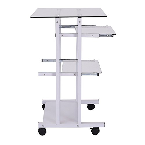 HOMCOM Mesa de Ordenador PC para Oficina Despacho Dormitorio Escuela Escritorio Estante 80x51x83cm Vidrio