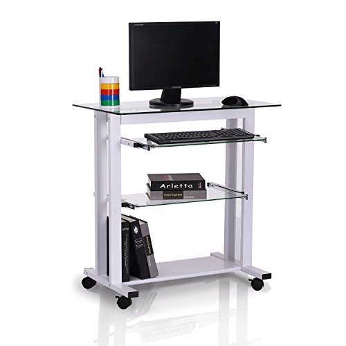 HOMCOM Mesa de Ordenador PC para Oficina Despacho Dormitorio Escuela Escritorio Estante 80x51x83cm Vidrio HOMCOM Mesa de Ordenador PC para Oficina Despacho Dormitorio Escuela Escritorio Estante 80x51x83cm Vidrio