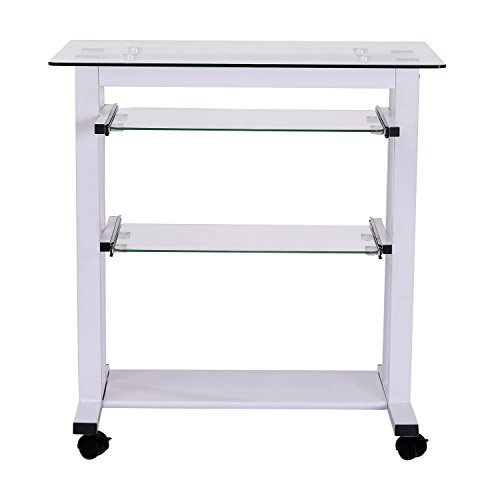 HOMCOM Mesa de Ordenador PC para Oficina Despacho Dormitorio Escuela Escritorio Estante 80x51x83cm Vidrio