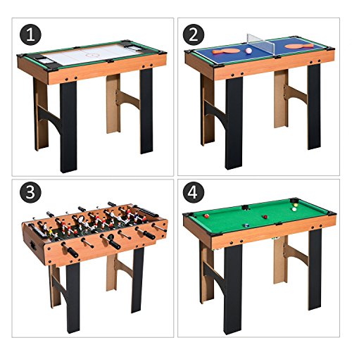 HOMCOM Mesa Multijuegos 4 en 1 Incluye Futbolín Air Hockey Ping-Pong y Billar Juguete de Madera para Niños y Adultos 87x43x73cm HOMCOM Mesa Multijuegos 4 en 1 Incluye Futbolín Air Hockey Ping-Pong y Billar Juguete de Madera para Niños y Adultos 87x43x73cm