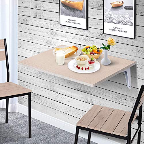 HOMCOM Mesa Plegable de Pared para Cocina y Comedor 60x40x1,5cm Mesa Auxiliar Color Madera