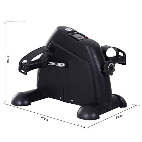 HOMCOM Minibicicleta Estática Pedalier Aparato de Ejercicios Brazos y Piernas Resistencia Ajustable Pantalla LCD 39x40x31cm