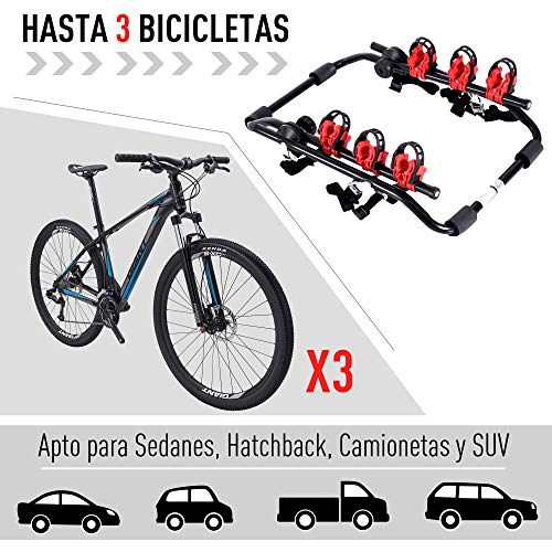 HOMCOM Portabicicletas Trasero Portón Plegable con Correas hasta 3 Bicis Soporte de Bici Universal Carga 40kg 68x52x60cm Acero y Aluminio HOMCOM Portabicicletas Trasero Portón Plegable con Correas hasta 3 Bicis Soporte de Bici Universal Carga 40kg 68x52x60cm Acero y Aluminio