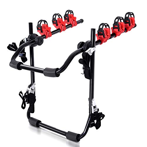 HOMCOM Portabicicletas Trasero Portón Plegable con Correas hasta 3 Bicis Soporte de Bici Universal Carga 40kg 68x52x60cm Acero y Aluminio HOMCOM Portabicicletas Trasero Portón Plegable con Correas hasta 3 Bicis Soporte de Bici Universal Carga 40kg 68x52x60cm Acero y Aluminio