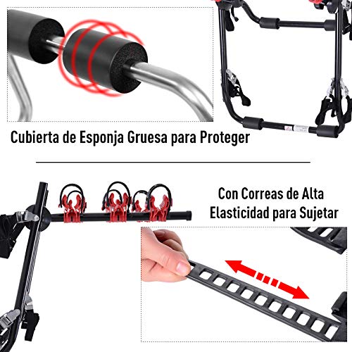 HOMCOM Portabicicletas Trasero Portón Plegable con Correas hasta 3 Bicis Soporte de Bici Universal Carga 40kg 68x52x60cm Acero y Aluminio HOMCOM Portabicicletas Trasero Portón Plegable con Correas hasta 3 Bicis Soporte de Bici Universal Carga 40kg 68x52x60cm Acero y Aluminio