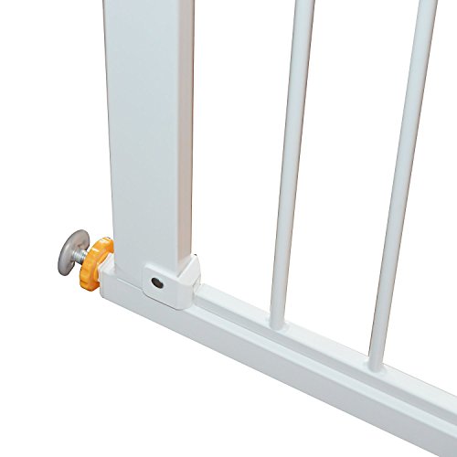 HOMCOM Puerta de Seguridad de Metal, Barrera de Seguridad Blanca de Escalera o Pasillo para Niños y Perros 74-95cm