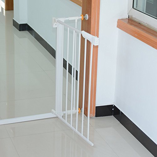 HOMCOM Puerta de Seguridad de Metal, Barrera de Seguridad Blanca de Escalera o Pasillo para Niños y Perros 74-95cm HOMCOM Puerta de Seguridad de Metal, Barrera de Seguridad Blanca de Escalera o Pasillo para Niños y Perros 74-95cm