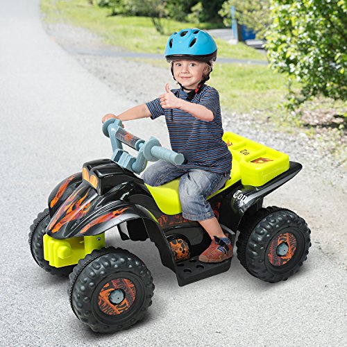 HOMCOM Quad Bateria 6V Moto Eléctrica Infantil Niños 3 años Velocidad 2.5 Km/h Carga Máx 20 Kg Sonido Luces Cargador Incluido