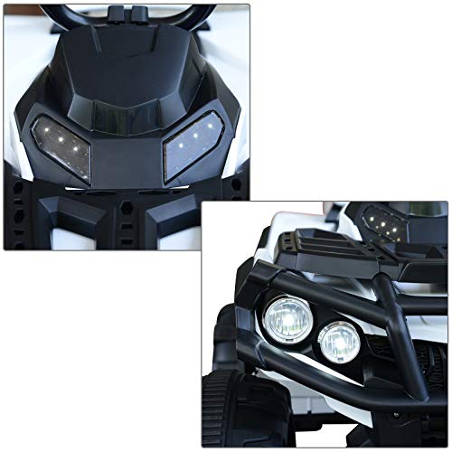 HOMCOM Quad Eléctrico Niño Coche Eléctrico Cuatrimoto Batería 12V con MP3 Radio Luces Sonidos 103x68x73cm Carga 30kg