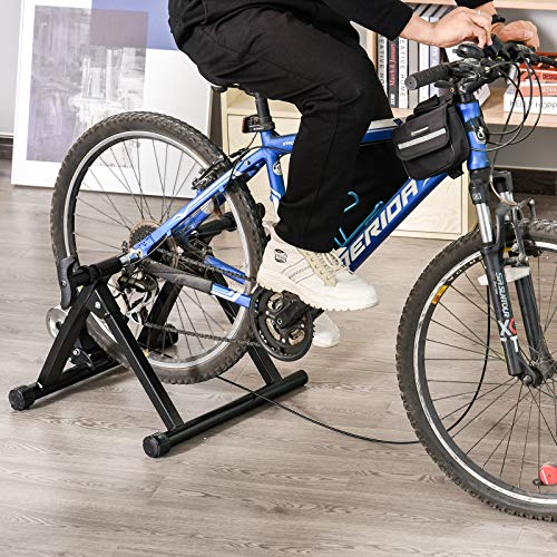 HOMCOM Rodillo de Bicicleta con Resistencia de 8 Niveles Entrenamiento Doméstico Entrenador de Bicicleta Ejercicio Plegable Acero 120kg Negro