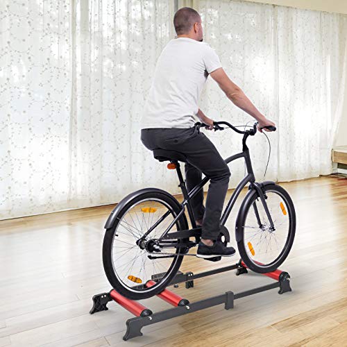 HOMCOM Rodillo de Ciclismo Ajustable Rodillo de Entrenamiento para Bicicleta Universal Interior 93-145x54x14.5cm Aleación de Aluminio