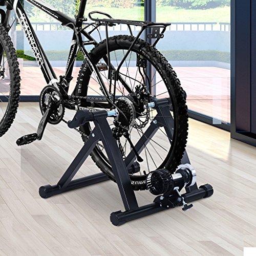 HOMCOM Rodillo Entrenamiento Bicicleta Acero Cicloentrenador Negro Bici Interior Ciclismo