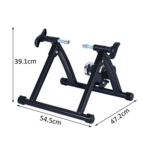 HOMCOM Rodillo Entrenamiento Bicicleta Acero Cicloentrenador Negro Bici Interior Ciclismo