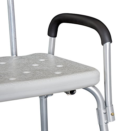 HOMCOM Silla de Ducha Altura Regulable con Respaldo y Apoyabrazos aguanta hasta 135 Kg