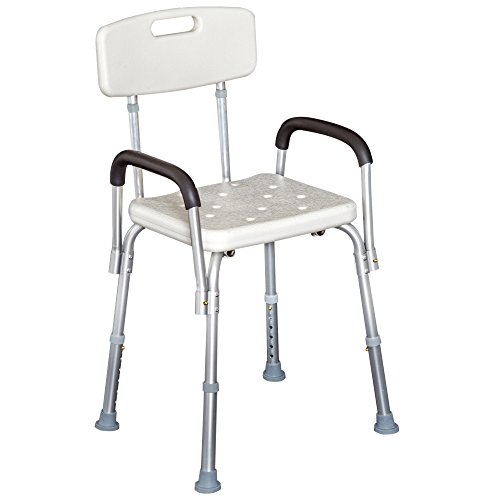 HOMCOM Silla de Ducha Altura Regulable con Respaldo y Apoyabrazos aguanta hasta 135 Kg HOMCOM Silla de Ducha Altura Regulable con Respaldo y Apoyabrazos aguanta hasta 135 Kg