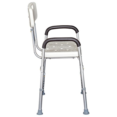HOMCOM Silla de Ducha Altura Regulable con Respaldo y Apoyabrazos aguanta hasta 135 Kg HOMCOM Silla de Ducha Altura Regulable con Respaldo y Apoyabrazos aguanta hasta 135 Kg