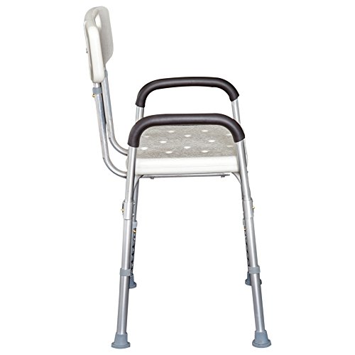 HOMCOM Silla de Ducha Altura Regulable con Respaldo y Apoyabrazos aguanta hasta 135 Kg