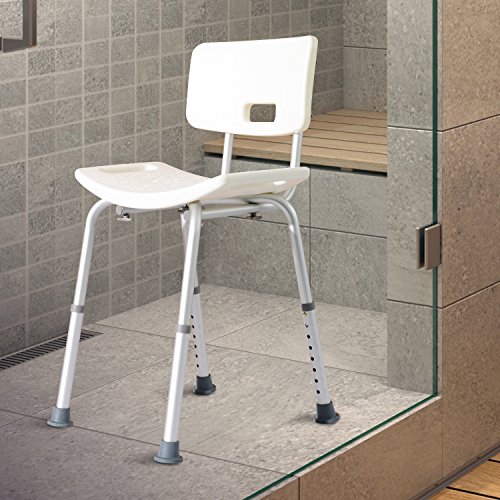 HOMCOM Silla ducha aluminio ayuda baño taburete banqueta regulable ajustable wc asiento