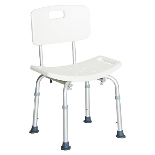 HOMCOM Silla ducha aluminio ayuda baño taburete banqueta regulable ajustable wc asiento