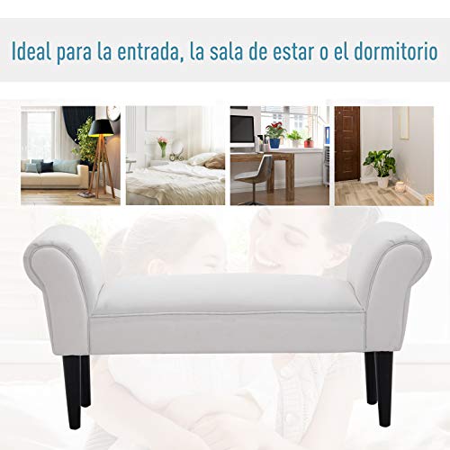 HOMCOM Taburete Pie de Cama Banqueta con Brazos Tapizada Tipo Banco de Madera para Dormitorio Salón Recibidor 102x31x51cm Carga 130kg HOMCOM Taburete Pie de Cama Banqueta con Brazos Tapizada Tipo Banco de Madera para Dormitorio Salón Recibidor 102x31x51cm Carga 130kg