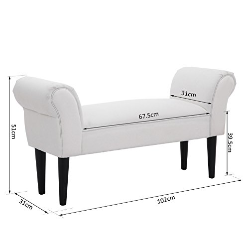 HOMCOM Taburete Pie de Cama Banqueta con Brazos Tapizada Tipo Banco de Madera para Dormitorio Salón Recibidor 102x31x51cm Carga 130kg HOMCOM Taburete Pie de Cama Banqueta con Brazos Tapizada Tipo Banco de Madera para Dormitorio Salón Recibidor 102x31x51cm Carga 130kg