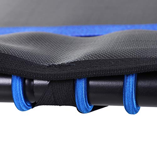 HOMCOM Trampolín Profesional Cama Elástica Multifuncional Hexagonal para Entrenamiento de Fuerza 122/130/138cm Manillar Regulable 3 Niveles Altura Azul