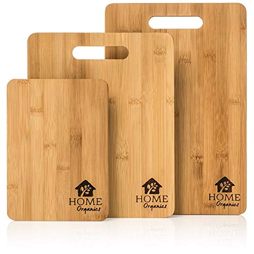 Home Organics Conjunto de Tablas de Cortar, Hechas de bambú moso, para la preparación de Alimentos, Carne, Verduras, Pan, Galletas saladas y Queso.