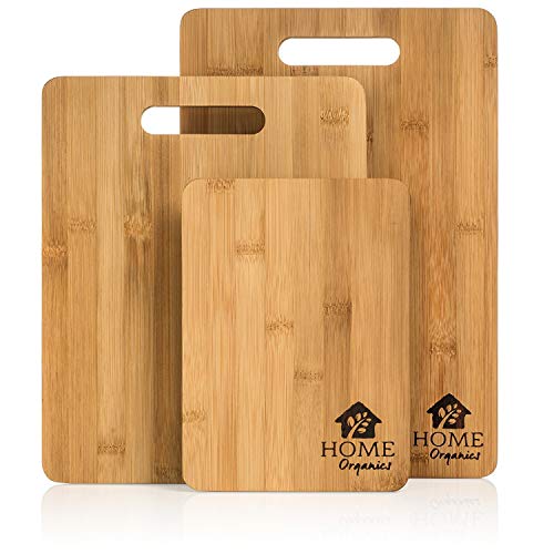 Home Organics Conjunto de Tablas de Cortar, Hechas de bambú moso, para la preparación de Alimentos, Carne, Verduras, Pan, Galletas saladas y Queso.