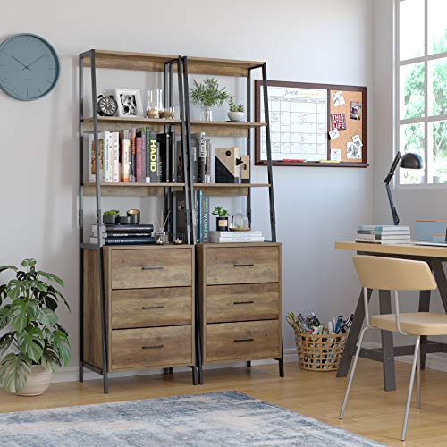 HOMECHO Estantería para Escalera Vintge con 3 Cajones Mueble Auxiliar Alto con 3 Estantes para Salón Oficina Dormitorio Entrada Marrón 51x175x40 cm HOMECHO Estantería para Escalera Vintge con 3 Cajones Mueble Auxiliar Alto con 3 Estantes para Salón Oficina Dormitorio Entrada Marrón 51x175x40 cm