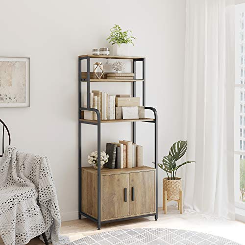 HOMECHO Mueble Auxiliar de Microondas para Cocina Alacena Armario de Cocina Salon Dormitorio para Almacenamiento con 3 Estantes y 2 Puertas y 8 Ganchos Marrón 50x40x149 cm HOMECHO Mueble Auxiliar de Microondas para Cocina Alacena Armario de Cocina Salon Dormitorio para Almacenamiento con 3 Estantes y 2 Puertas y 8 Ganchos Marrón 50x40x149 cm