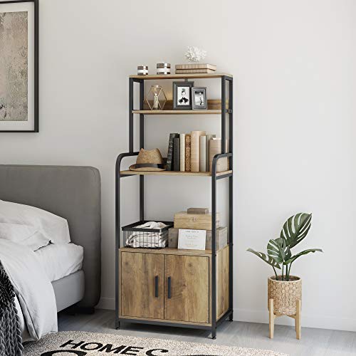 HOMECHO Mueble Auxiliar de Microondas para Cocina Alacena Armario de Cocina Salon Dormitorio para Almacenamiento con 3 Estantes y 2 Puertas y 8 Ganchos Marrón 50x40x149 cm HOMECHO Mueble Auxiliar de Microondas para Cocina Alacena Armario de Cocina Salon Dormitorio para Almacenamiento con 3 Estantes y 2 Puertas y 8 Ganchos Marrón 50x40x149 cm